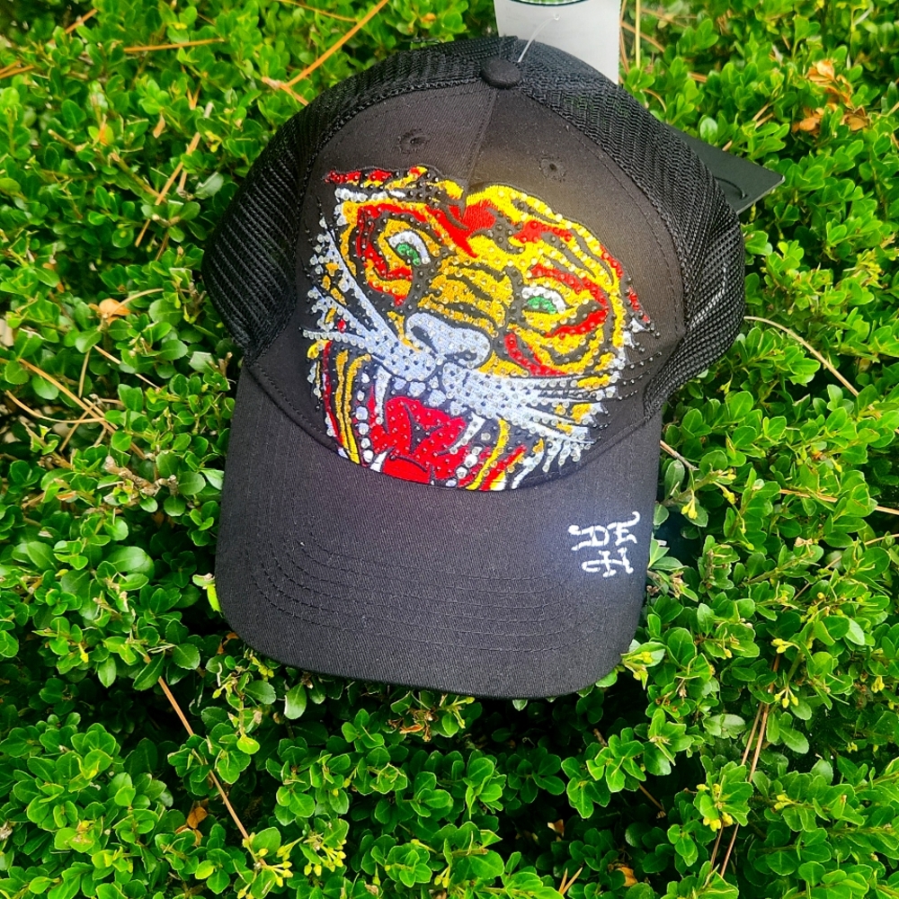 Ed hardy tiger rhinestone hat